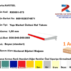YAPI MARKET HIRDAVAT ÜNİTESİ PARÇASI i Raf Tablası Takımı  RAFSTEEL    RS4850YM06