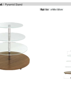 TEKSTİL BUJİTERİ MAĞAZA / RAFSTEEL RS7001-KLR147 PYRAMİD STAND -Cam Bazalı Yuvarlak Piramit Stand