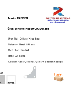 TEKSTİL BUJİTERİ MAĞAZA DEPO Çelik Raf Köşe Sacı 2.00mm RS869-HR3001281