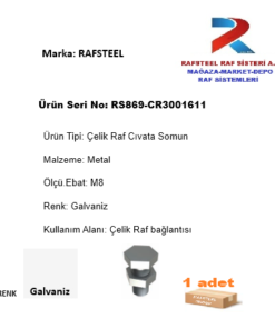 TEKSTİL BUJİTERİ MAĞAZA DEPO Çelik Raf Civata Somun RS869-CR3001611