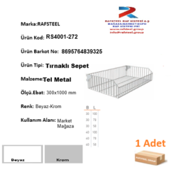 Market Raf Sistemi Parçası / RAFSTEEL RS9600MR272 WIRE SHELF Tırnaklı Raf Sepeti