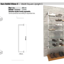 TEKSTİL BUJİTERİ MAĞAZA PARÇASI / RAFSTEEL RS8000CKARE  Kare Delikli Dikme 30x30