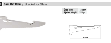 TEKSTİL BUJİTERİ MAĞAZA PARÇASI / RAFSTEEL RS12017-RK8 BRACKET FOR GLASS / Cam Raf Kolu