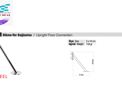 TEKSTİL BUJİTERİ MAĞAZA PARÇASI /  RAFSTEEL RS8041-A103 UPRIGHT FLOOR CONNECTION / Dikme Yer Bağlantısı
