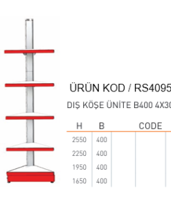 Market Dış Köşe Ünite Raf Sistemi / RAFSTEEL  RS4320-2250B400 OUTSIDE CORNER UNIT