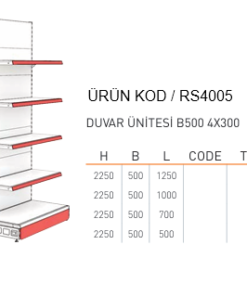 Market Duvar Raf Sistemi / RAFSTEEL RS4012-2250B500 WALL UNIT Duvar Ünitesi
