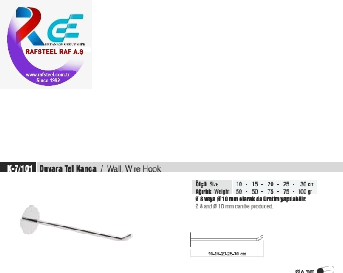 TEKSTİL BUJİTERİ MAĞAZA PARÇASI  / RAFSTEEL RS8037K7101 WALL WIRE HOOK Duvar Tel Kanca