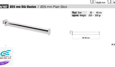 TEKSTİL BUJİTERİ MAĞAZA PARÇASI / RAFSTEEL RS8035B4107 PLAIN STICK Düz Baston Q25