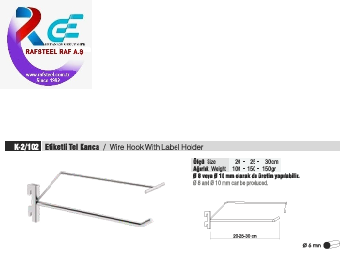 Tekstil Bujiteri Mağaza Dekorasyon Parçası  / RAFSTEEL RS8009-K2/102 Etiketli Kanca WİRE HOCK LABEL HOLDER