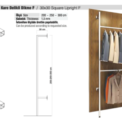 Tekstil Bujiteri Mağaza Dekorasyon Parçası  / RAFSTEEL RS8000F01  Beyaz F Kare Delikli Dikme 30x30