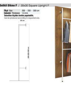 Tekstil Bujiteri Mağaza Dekorasyon Parçası  / RAFSTEEL RS12008F01 SQUARE UPRIGHT Beyaz F Kare Delikli Dikme 30x30