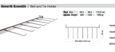 Tekstil Bujiteri Mağaza Dekorasyon Parçası  / RAFSTEEL RS8007-KK1  Kemerlik ve Kravatlık Askı BELT AND TİE HOLDER