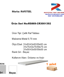 TEKSTİL BUJİTERİ MAĞAZA DEPO / Çelik Raf Tablası 0,70 mm RS869-CR3001392