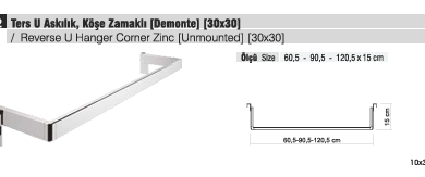 Tekstil Bujiteri Mağaza Dekorasyon Parçası / RAFSTEEL RS8001 UB2/103 HANGER WELDED Beyaz U Askılık Kaynaklı 45 Derece 30x30-