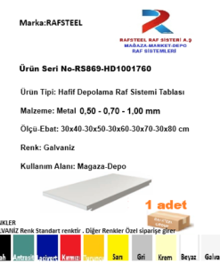 DEPO-TEKSTİL MAĞAZA / HAFİF DEPOLAMA RAF TABLASI 0,70 mm RS869-HD1001176