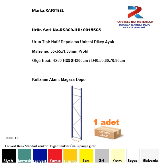 DEPO-TEKSTİL MAĞAZA / HAFİF DEPOLAMA ÜNİTESİ ROLLFORM AYAK RAFSTEEL RS869HD3 3 DEPO-TEKSTİL MAĞAZA / HAFİF DEPOLAMA ÜNİTESİ ROLLFORM AYAK RAFSTEEL RS869HD3