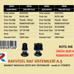 PLASTİK ROTİL M8 RAFSTEEL RS869391RT100