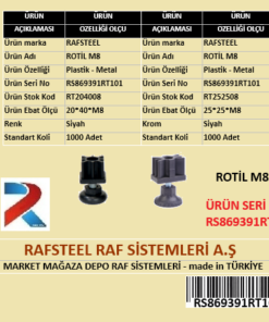 PLASTİK ROTİL M8 RAFSTEEL RS869391RT101