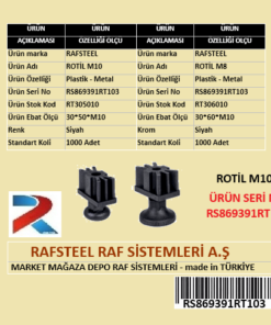 PLASTİK ROTİL M10 RAFSTEEL RS869391RT103