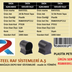 PLASTİK PETEK TAPA RAFSTEEL RS869391PT212