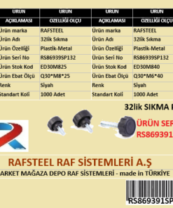 PLASTİK 32lik SIKMA PİNGO RAFSTEEL RS869391SP132