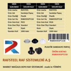 PLASTİK SANDALYE PAPUCU TAPA RAFSTEEL RS869391PT218