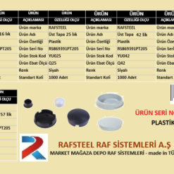 PLASTİK ÜST TAPA RAFSTEEL RS869391PT205