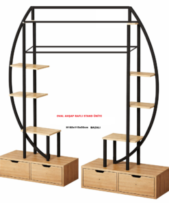 Askılık Ahşap Raflı Oval Stand RAFSTEEL RS869ERA0736