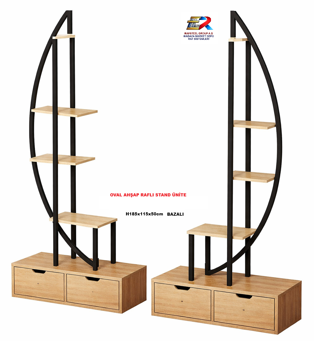 ASKILIK PROFİL OVAL AHŞAP RAFLI BAZALI STAND RAFSTEEL RS869391ERA150 3 ASKILIK PROFİL OVAL AHŞAP RAFLI BAZALI STAND RAFSTEEL RS869391ERA150