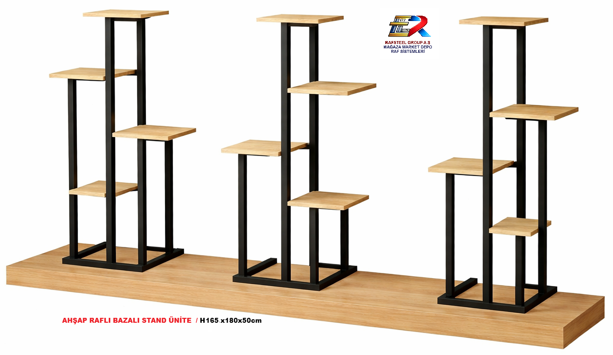 AHŞAP RAFLI BAZALI PROFİL ORTA STAND RAFSTEEL RS869391ERA176 2 AHŞAP RAFLI BAZALI PROFİL ORTA STAND RAFSTEEL RS869391ERA176