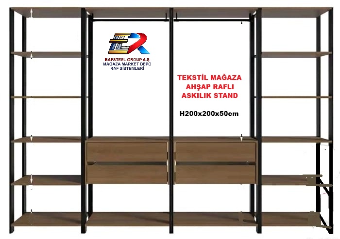 ASKILIK AHŞAP RAFLI PROFİL STAND RAFSTEEL RS869391ERA181 2 ASKILIK AHŞAP RAFLI PROFİL STAND RAFSTEEL RS869391ERA181