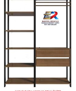 Askılık Ahşap Raflı Bazalı Stand  RAFSTEEL RS869ERA0734