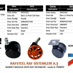 BÜRO İÇİN 11 PİMLİ VE 3/8 CİVATALI TEKER RS869391T509