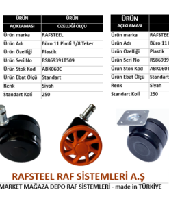 BÜRO İÇİN 11 PİMLİ VE 3/8 CİVATALI TEKER RS869391T509