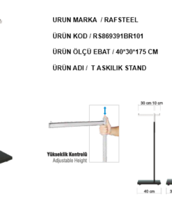 RONDO BAZALI T ASKILIK AYAKLI STAND RAFSTEEL RS869391ERA101 DÜZ PROFİL