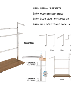 RONDO BAZALI DÖRT YÖNLÜ ASKILIK STAND RAFSTEEL RS869391ERA120
