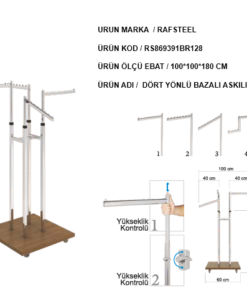 RONDO BAZALI DÖRT YÖNLÜ ASKILIK STAND RAFSTEEL RS869391ERA128