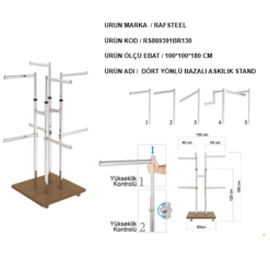 Askılık Bazalı Dört Yönlü Stand  RAFSTEEL RS9000RA0130
