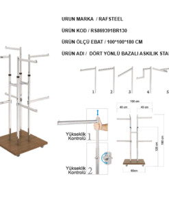 RONDO BAZALI DÖRT YÖNLÜ ASKILIK BAZALI STAND RAFSTEEL RS869391ERA130