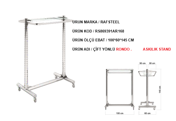 ASKILIK RONDO ÇİFT YÖNLÜ STAND RAFSTEEL RS869391ERA168 3 ASKILIK RONDO ÇİFT YÖNLÜ STAND RAFSTEEL RS869391ERA168