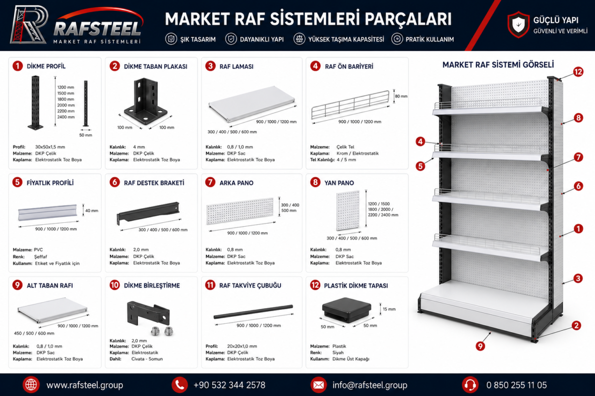 5 market raf sistemleri parcalari