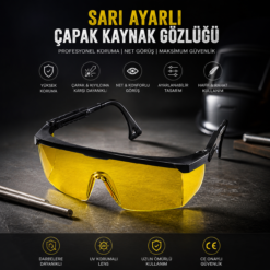 Sarı Ayarlı Çapak Kaynak Gözlüğü -Sarı Lens İş Güvenliği Kaynak Gözlüğü | Metal ve Taşlama Uyumlu