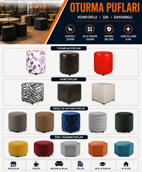 RAFSTEEL MAGAZA KAFE OTURMA PUFLARI / Özel Ürün Fiyat Teklifi Alınız /Ürün Fiyatları için Raf Parçaları Sayfasına bakınız..