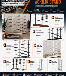 RAFSTEEL AYAKKABILIK ASKILIK STAND / Ürün Fiyatları İçin Askılık Raf Sistemleri Sayfasına bakınız