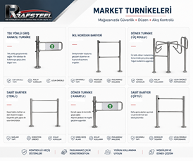 RAFSTEEL MARKET TURNİKE PARÇALARI / Ürün Fiyatları için Market Giriş Çıkış Turnikeleri Sayfasına bakınız..