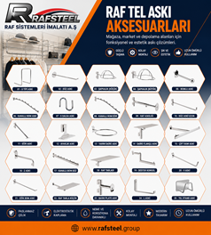 RAFSTEEL TEL ASKI AKSESUARLARI / Ürün Fiyatları İçin Mağaza Kafe dekorasyon ve Tel raf sistemleri Sayfasına bakınız.